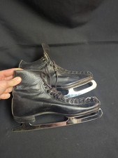 Pattini da ghiaccio Spalding taglia 9 e 1/2 foderati in lana vintage
