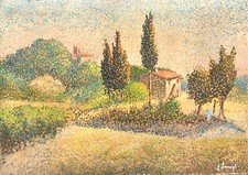 Dipinto Olio su Tela Chiesa Parlascio (Pisa) Ennio Formigli cm.70 x 50