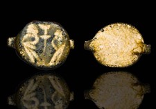 Anello Sigillo Bronzo Periodo Crociato Gemelli Santi Protettori di Gerusalemme manufatto