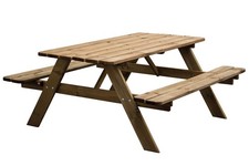 Tavolo da picnic VERENA SMALL con 2 panche in legno massello, LAP 150x69x157 cm