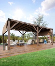 12x20 FT Wood Pergola W/Canopy