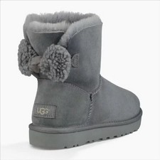 UGG MINI ARIELLE GREY MONTONE ROVESCIATO FIOCCO LANA 1019625 ORIGINALI TAGLIA 36