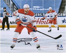 Leon Draisaitl Edmonton Oilers foto pattinaggio retrò retro firmata 8x10