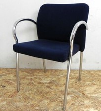 sedia poltroncina fissa da ufficio sala attesa scrivania in tessuto blu poltrona