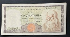 50000 LIRE LEONARDO 3/07/1967 R2 NATURALE COME DA FOTO  SENZA  FIBRELLE 