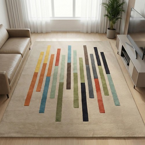 Tappeto zona lana trapuntato - , a
