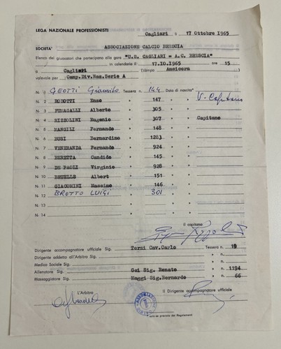 Cagliari vs brescia - 17/10/65,