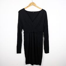 Abito Benetton Taglia S/M Donna Logo Comodo Cotone Pratico Tinta Unita Nero Woma