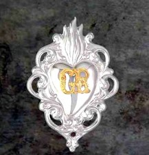 EX VOTO CUORE VOTIVO GRAZIA RICEVUTA IN METALLO CM 8,2×5,6 PRODUZIONE ITALIANA 