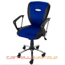 SEDIA POLTRONA DIREZIONALE OPERATIVA IN MESH NERO BLU GIREVOLE PER UFFICIO