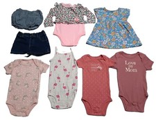 Lotto abbigliamento bambina 6-9M 8 pezzi abito floreale denim pantaloncini pezzo unico ghepardo top