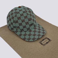Cappello berretto baseball Gucci GG monogramma tela cotone verde come nuovo taglia M