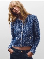 Zara Blue Texture Cotton Knit