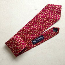 cravatta BURBERRY burberrys SETA silk bordeaux ORO red gold NECKTIE 
