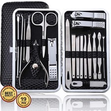 ✅ Set Manicure Completo 19 in 1 Acciaio Inox 💅 Kit Tagliaunghie Professionale 🛠️ Pedi