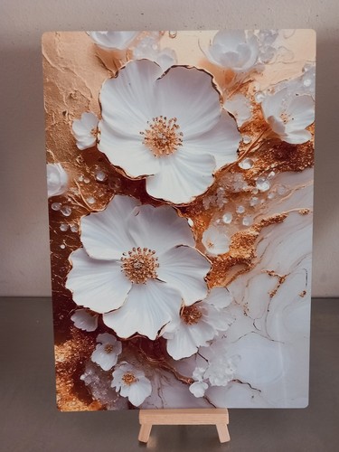 Quadro fiori bianchi oro - fiori,