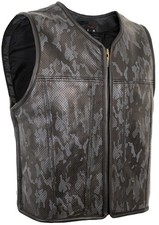 Giubbotto pelle uomo biker cappotto moto mimetico nero grigio traforato