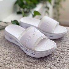 NUOVO Hunter Geneva Slides SLIP ON bianco donna 8 plantare comfort impermeabile