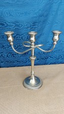 Candelabro A Tre Fuochi  Stile Inglese Silver Plated Argentato Modernariato 