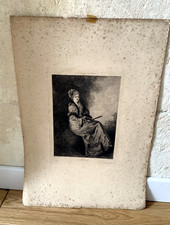 Gravure La rêveuse, collection Jules Burat, Lancret 19ème