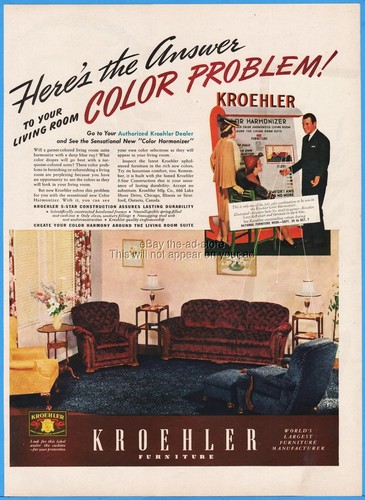 1939 kroehler mobili soggiorno - kroehler,