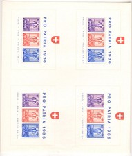 1936 SWITZERLAND, BF No. 2, Pro Patria MNH** - Block of Four Sheets - Uncommon (