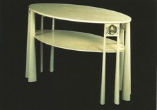 Cartolina Charles Rennie Mackintosh tavolo ovale laccato con vetro piombato 1903