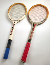 COPPIA 2 x RACCHETTA DA TENNIS VINTAGE IN LEGNO ALL AMERICAN + RED STAR