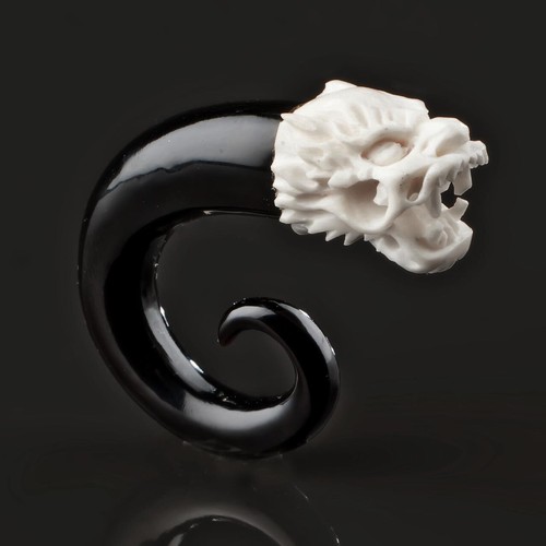 6mm corno osso drago spirale - osso,