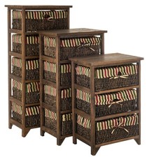 BROWN WICKER DRAWER UNIT