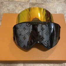 Louis Vuitton Maschera Sci Snowboard Occhiali Nero Specchiato con Custodia