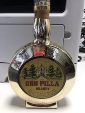 Brandy Oro Pilla Bottiglia Placcata Oro Anni 60 Originale