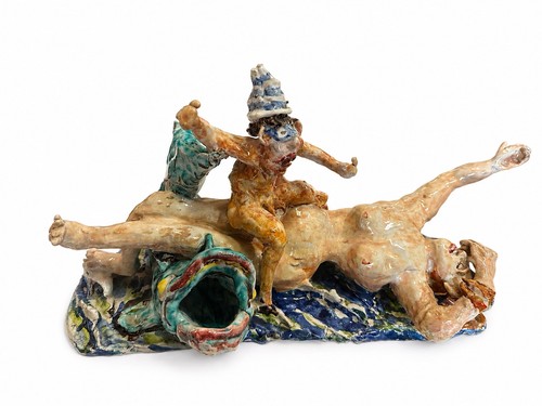 Scultura ceramica scena con - scena,