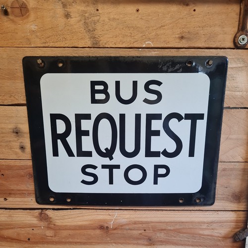 Enamel porcelain sign bus - enamel,