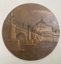 ROMA-CASTEL SANT'ANGELO-PONTE-SUGGESTIVA VEDUTA PROSPETTICA-PLACCA BRONZEA