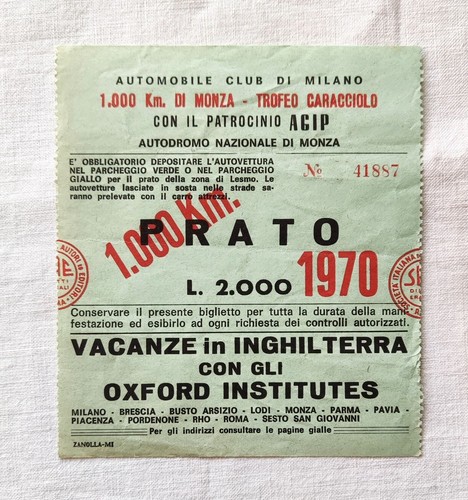 Biglietto ticket pass 1970 - ticket,