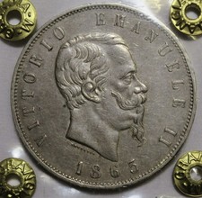 *VITTORIO EMANUELE II 5 LIRE 1865 NAPOLI BB/SPL