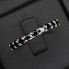 Precious Black Spinel Diamond Cut 925 Sterling Silver Handmade Rings Size 8.5