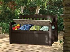 Cassapanca per esterno con vano contenitore Panchina baule da giardino resina