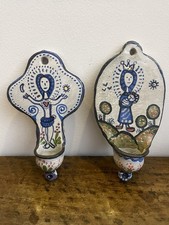 Coppia acquasantiere in ceramica Bretone dipinte a mano