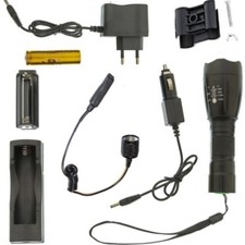 Torcia tattica 80000W militare luce alluminio LED polizia nera batteria