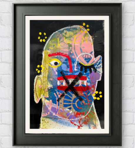 Quadro volto astratto grezzo