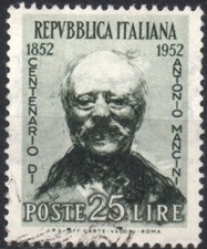 ITALIA 1952 - Usato 25 lire Centenario nascita Antonio Mancini #XOU