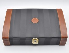 Fendi Pequin vintage 1980 large leather Jewelry case