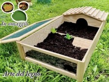 TERRARIO CON LATO A VISTA PER TARTARUGHE 82x40x20 IN LEGNO X ESTERNO E RUOTE