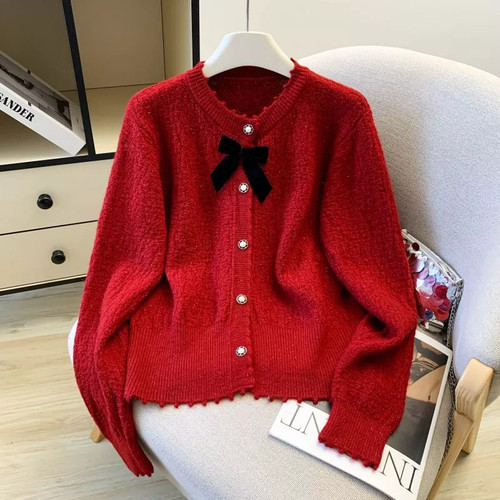 Cardigan donna rosso maglia - cardigan,