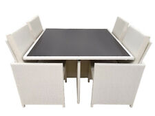 SET DA GIARDINO NOEMI TAVOLO SEDIE RICHIUDIBILI BIANCO SIMILRATTAN