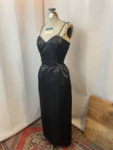 Abito raso nero colonna slim