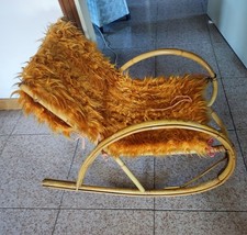 Sedia a dondolo Vintage in Vimini per bambini Anni 70