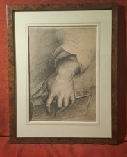 Disegno Antico. Bel disegno di studio di mani; cm 17x24;cornice cm 27x35